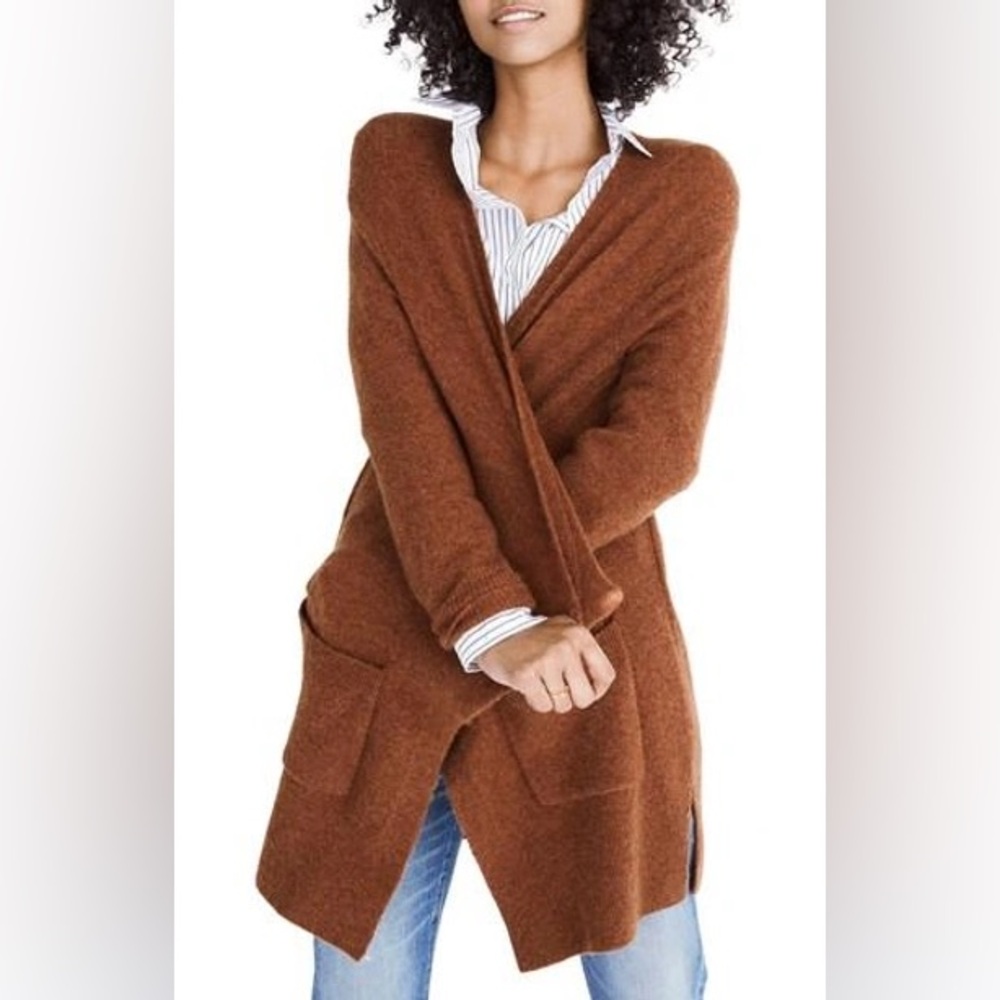 Madewell KENT CARDIGAN SWEATER IN HEATHER CLAY Merino Wool Blend Size XS